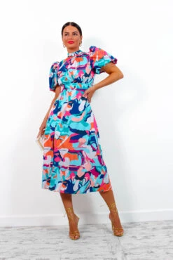 Got The Flower - Blue Multi Abstract Midi Dress 13 Got The Flower - Blue Multi Abstract Midi Dress -Deals Modashka Store GotTheFlower BlueMultiAbstractMidiDress4