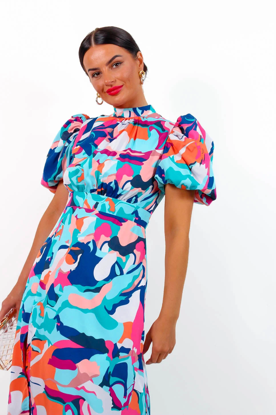 Got The Flower - Blue Multi Abstract Midi Dress 7 Got The Flower - Blue Multi Abstract Midi Dress - Image 5