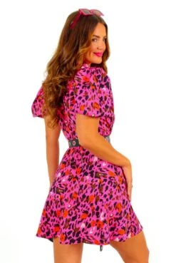 Got The Flower - Fuchsia Orange Leopard Print Mini Dress -Deals Modashka Store GotTheFlower FuchsiaOrangeLeopardPrintMiniDress 6