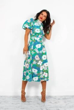 Got The Flower - Green Floral Midi Dress -Deals Modashka Store GotTheFlower GreenFloralMidiDress1