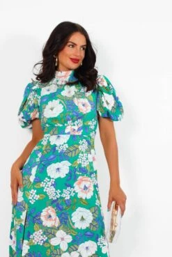 Got The Flower - Green Floral Midi Dress -Deals Modashka Store GotTheFlower GreenFloralMidiDress4