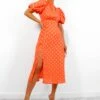 Got The Flower - Orange Gold Foil Midi Dress -Deals Modashka Store GotTheFlower OrangeGoldFoilMidiDress 2