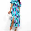 Got The Flower - Turquoise Fuchsia Abstract Midi Dress 1 Got The Flower - Turquoise Fuchsia Abstract Midi Dress -Deals Modashka Store GotTheFlower TurquoiseFuchsiaAbstractMidiDress 4