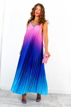 Gotta Let Go - Blue Pink Ombre Pleated Satin Maxi Dress 11 Gotta Let Go - Blue Pink Ombre Pleated Satin Maxi Dress -Deals Modashka Store GottaLetGo BluePinkOmbrePleatedSatinMaxiDress 3