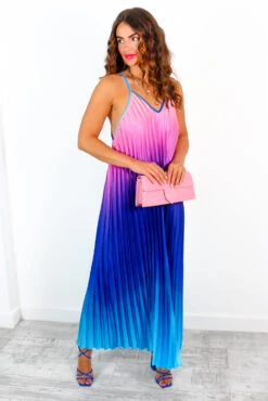 Gotta Let Go - Blue Pink Ombre Pleated Satin Maxi Dress 12 Gotta Let Go - Blue Pink Ombre Pleated Satin Maxi Dress -Deals Modashka Store GottaLetGo BluePinkOmbrePleatedSatinMaxiDress 5