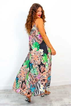 Spring Break - Black Multi Baroque & Zebra Print Maxi Dress -Deals Modashka Store HaveAGoodDay BlackMultiBaroque ZebraPrintMaxiDress 4