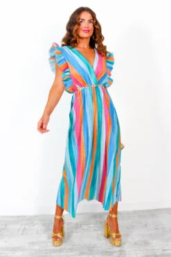 I Have A Dream - Multi Rainbow Glitter Pleated Maxi Dress -Deals Modashka Store IHaveADream MultiRainbowGlitterPleatedMaxiDress 3