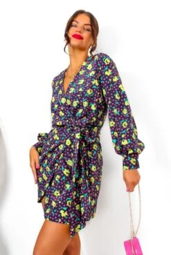 Glamorous No Second Chances - Black Multi Rose Mini Wrap Dress 12 Glamorous No Second Chances - Black Multi Rose Mini Wrap Dress -Deals Modashka Store IMG 3196