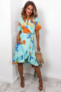 Tropical Getaway - Turquoise Wrap Dress 12 Tropical Getaway - Turquoise Wrap Dress -Deals Modashka Store IMG 7777