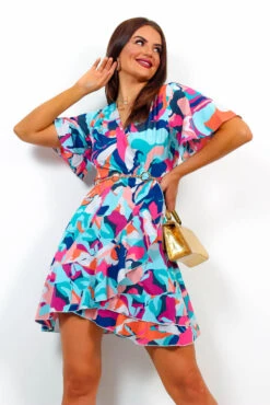 Ideal Love - Blue Multi Abstract Mini Dress