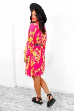 Imagine Me - Pink Chartreuse Floral Mini Dress -Deals Modashka Store ImagineMe PinkChartreuseFloralMiniDress 5