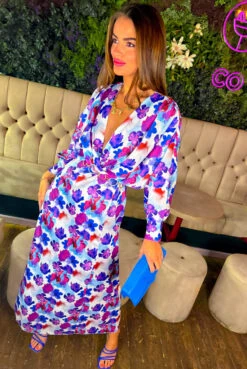 In My Imagination - Blue Purple Floral Midi Dress