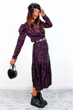 AX Paris In My Business - Plum Animal Print Midi Dress -Deals Modashka Store InMyBusiness PlumAnimalPrintMidiDress 2