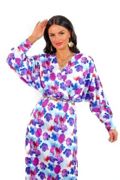 In My Imagination - Blue Purple Floral Midi Dress -Deals Modashka Store InMyImagination BluePurpleFloralMidiDress 5