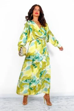 In My Imagination - Lime Green Printed Midi Dress -Deals Modashka Store InMyImagination LimeGreenPrintedMidiDress2