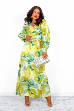 In My Imagination - Lime Green Printed Midi Dress -Deals Modashka Store InMyImagination LimeGreenPrintedMidiDress4