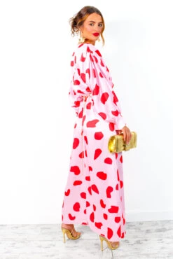 In My Imagination - Pink Red Spot Batwing Midi Dress -Deals Modashka Store InMyImagination PinkRedSpotBatwingMidiDress 4
