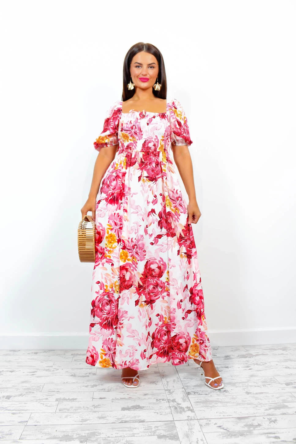 In Paradise - Pink Watercolour Floral Maxi Dress 9 In Paradise - Pink Watercolour Floral Maxi Dress - Image 7
