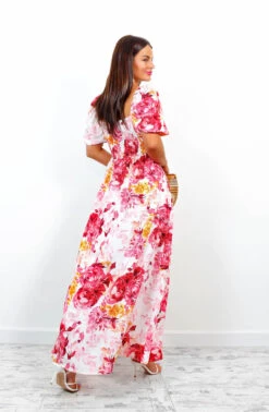 In Paradise - Pink Watercolour Floral Maxi Dress 11 In Paradise - Pink Watercolour Floral Maxi Dress -Deals Modashka Store InParadise PinkWatercolourFloralMaxiDress 2