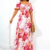 In Paradise - Pink Watercolour Floral Maxi Dress -Deals Modashka Store InParadise PinkWatercolourFloralMaxiDress 6