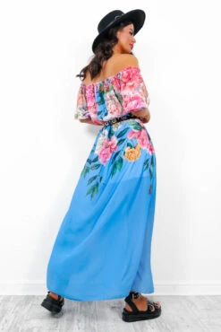 In The Garden - Blue Floral Maxi Dress -Deals Modashka Store InTheGarden BlueFloralMaxiDress2