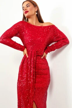 Invite Only - Red Sequin Midi Dress -Deals Modashka Store InviteOnly RedSequinMidiDress4