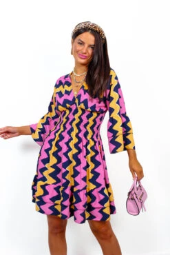 Island Girl - Navy Pink Zig Zag Mini Dress -Deals Modashka Store IslandGirl NavyPinkZigZagMiniDress 7