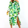 Just Be Good To Me - Green Abstract Print Halter Neck Midi Dress -Deals Modashka Store JustBeGoodToMe GreenAbstractPrintHalterNeckMidiDress 2