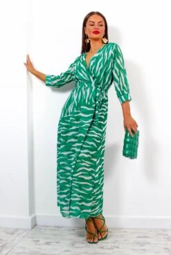 Catwalk Just My Stripe - Green Zebra Print Midi Dress -Deals Modashka Store JustMyStripe GreenZebraPrintMidiDress4