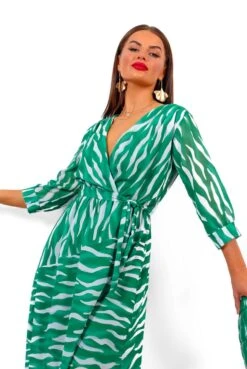 Catwalk Just My Stripe - Green Zebra Print Midi Dress -Deals Modashka Store JustMyStripe GreenZebraPrintMidiDress5