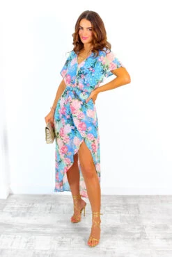 Knot In Love - Blue Floral Maxi Dress -Deals Modashka Store KnotInLove BlueFloralMaxiDress 2