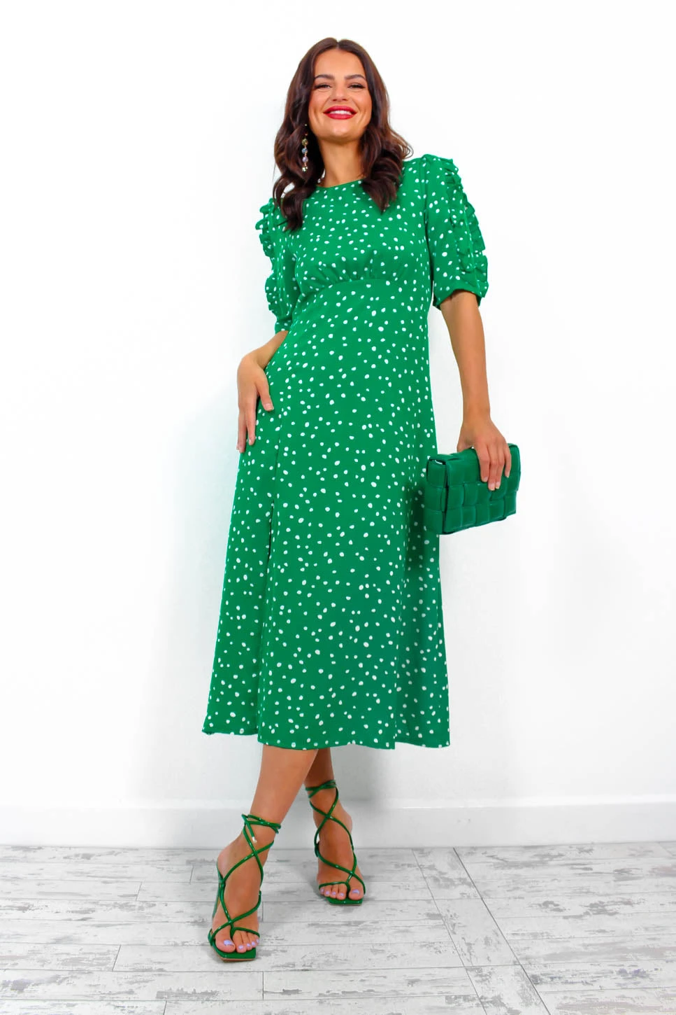 Law Of The Jungle - Green Polka Dot Midi Dress 6 Law Of The Jungle - Green Polka Dot Midi Dress - Image 4