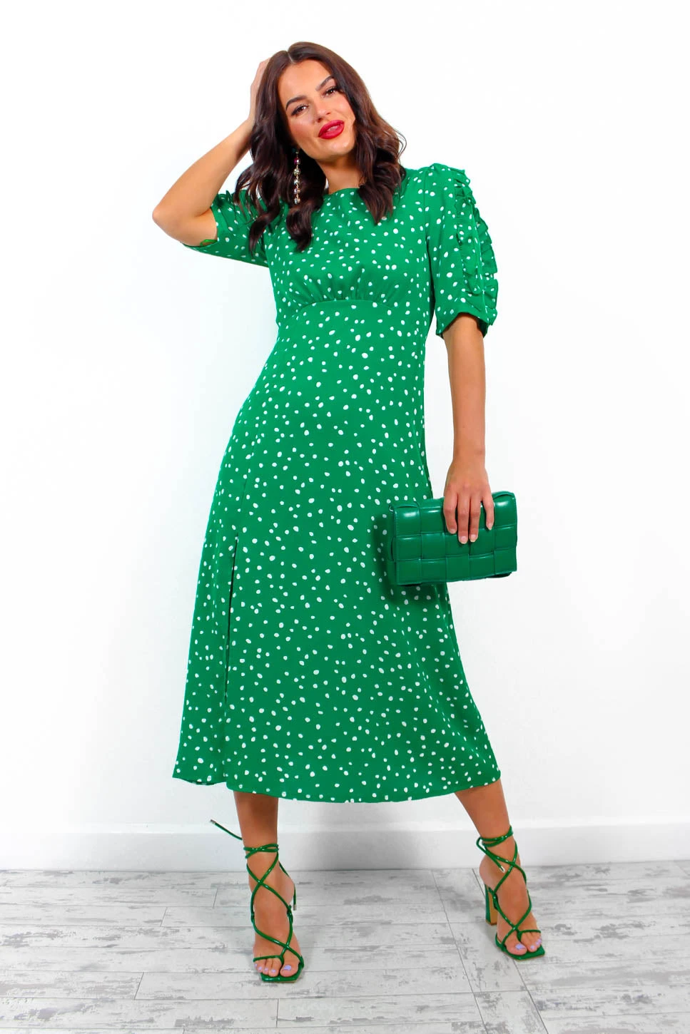 Law Of The Jungle - Green Polka Dot Midi Dress 9 Law Of The Jungle - Green Polka Dot Midi Dress - Image 7