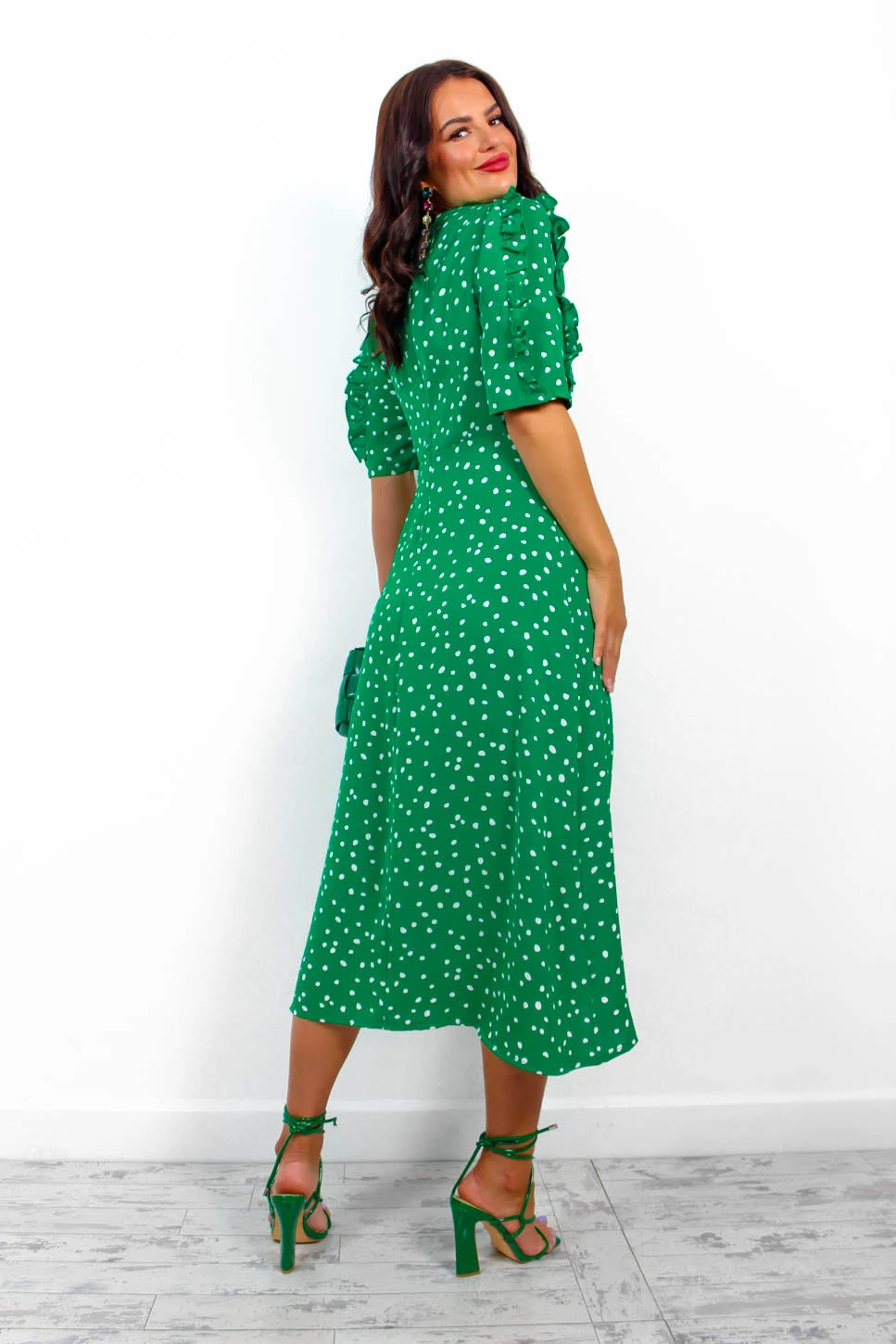 Law Of The Jungle - Green Polka Dot Midi Dress 8 Law Of The Jungle - Green Polka Dot Midi Dress - Image 6