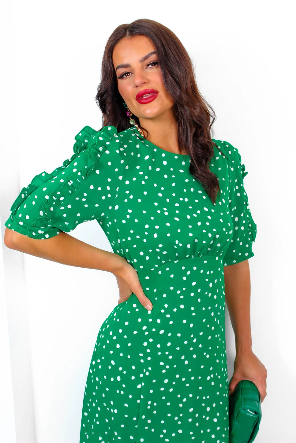 Law Of The Jungle - Green Polka Dot Midi Dress 5 Law Of The Jungle - Green Polka Dot Midi Dress - Image 3