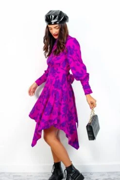 Leave No Trace - Magenta Purple Long Sleeve Mini Dress -Deals Modashka Store LeaveNoTrace MagentaPurpleLongSleeveMiniDress 5