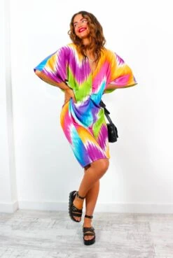 Let It All Go - Multi Rainbow Oversized Midi Dress -Deals Modashka Store LetItAllGo MultiRainbowOversizedMidiDress 3