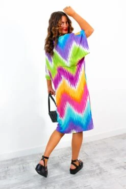 Let It All Go - Multi Rainbow Oversized Midi Dress -Deals Modashka Store LetItAllGo MultiRainbowOversizedMidiDress 5