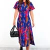 Let's Split - Cobalt Abstract Midi Dress