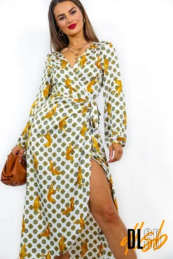 Lets Talk Tiger - White Animal Print Wrap Dress -Deals Modashka Store LetsTalkTiger WhiteAnimalPrintWrapDress 1