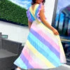Mamma Mia - Pastel Stripe Maxi Dress -Deals Modashka Store Mamma Mia Pastel Stripe Maxi Dress