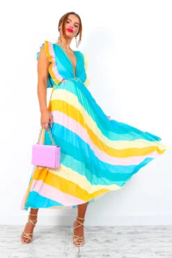 Mamma Mia - Blue Multi Stripe Maxi Dress -Deals Modashka Store MammaMia BlueMultiStripeMaxiDress 2 2