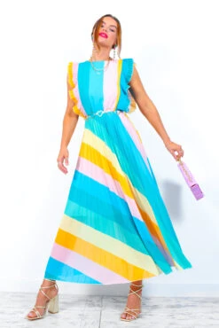 Mamma Mia - Blue Multi Stripe Maxi Dress -Deals Modashka Store MammaMia BlueMultiStripeMaxiDress 9 2