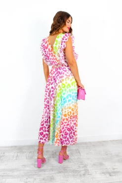 Mamma Mia - White Multi Ombre Leopard Pleated Maxi Dress -Deals Modashka Store MammaMia WhiteMultiOmbreLeopardPleatedMaxiDress 1