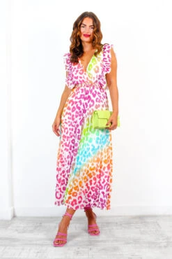 Mamma Mia - White Multi Ombre Leopard Pleated Maxi Dress -Deals Modashka Store MammaMia WhiteMultiOmbreLeopardPleatedMaxiDress 2