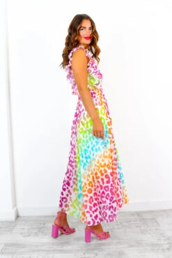 Mamma Mia - White Multi Ombre Leopard Pleated Maxi Dress -Deals Modashka Store MammaMia WhiteMultiOmbreLeopardPleatedMaxiDress 3