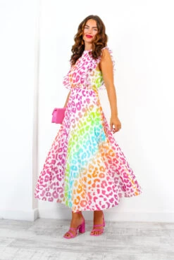 Mamma Mia - White Multi Ombre Leopard Pleated Maxi Dress -Deals Modashka Store MammaMia WhiteMultiOmbreLeopardPleatedMaxiDress 6