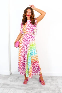 Mamma Mia - White Multi Ombre Leopard Pleated Maxi Dress -Deals Modashka Store MammaMia WhiteMultiOmbreLeopardPleatedMaxiDress 8