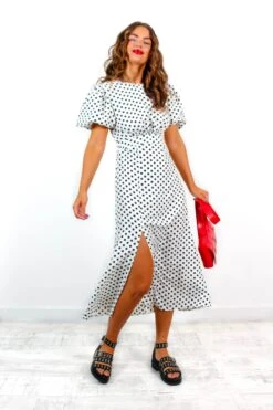 Meet Me Outside - White Polka Dot Midi Dress -Deals Modashka Store MeetMeOutside WhitePolkaDotMidiDress 2