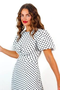 Meet Me Outside - White Polka Dot Midi Dress -Deals Modashka Store MeetMeOutside WhitePolkaDotMidiDress 5